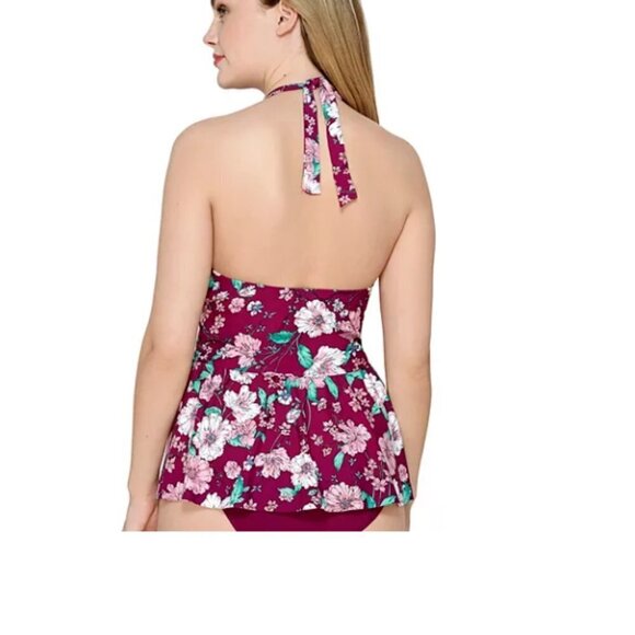 NWT Apt 9 Flora & Fauna Tankini Halter Swimsuit Floral Peplum Style S - Picture 2 of 9